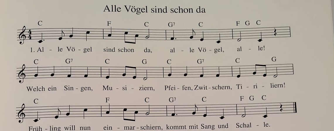 Notenblatt aus dem Liederheft