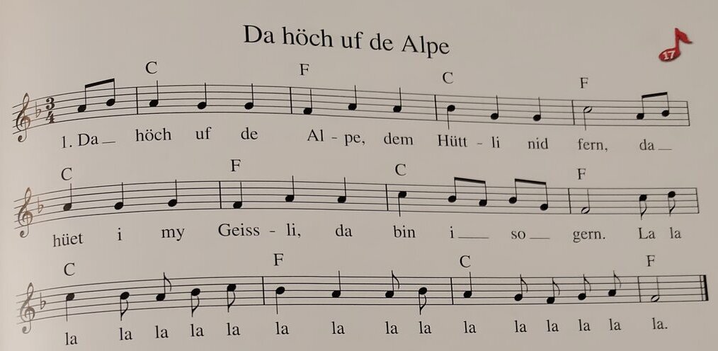 Notenblatt aus dem Liederheft