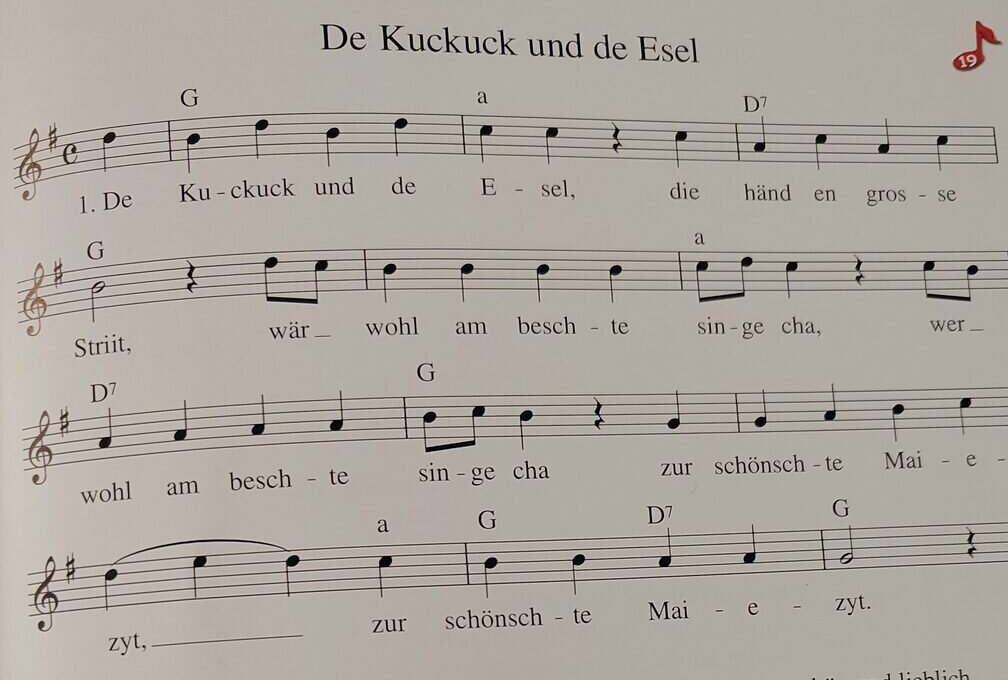 Notenblatt aus dem Liederheft