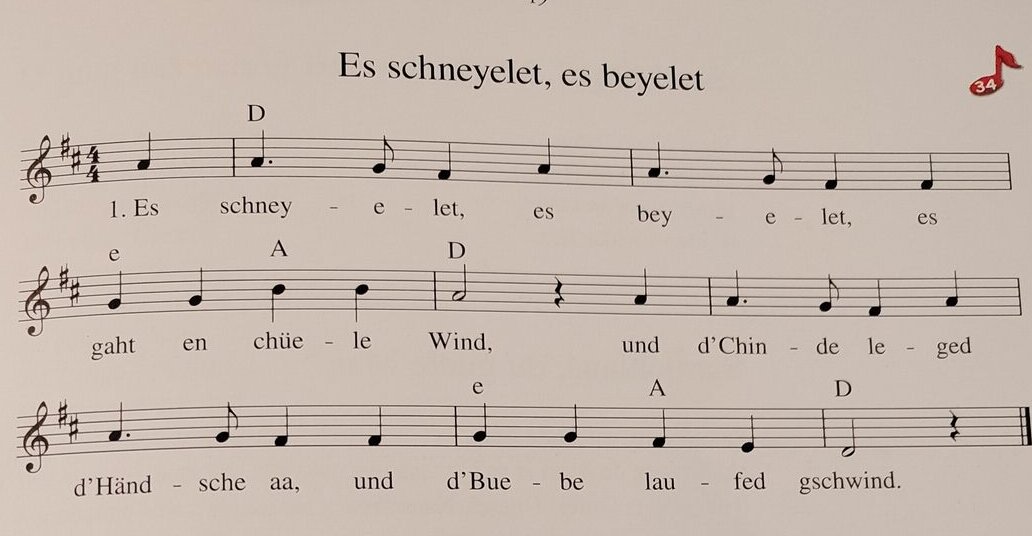 Notenblatt aus dem Liederheft