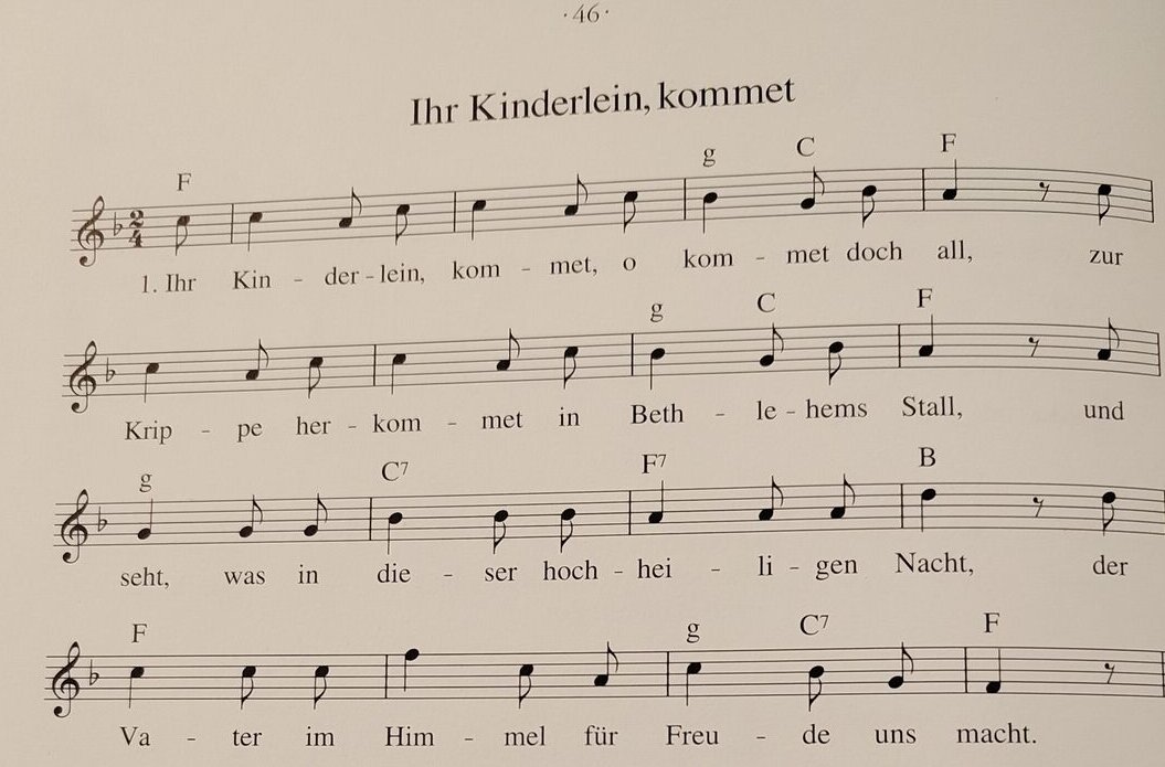 Notenblatt aus dem Liederheft