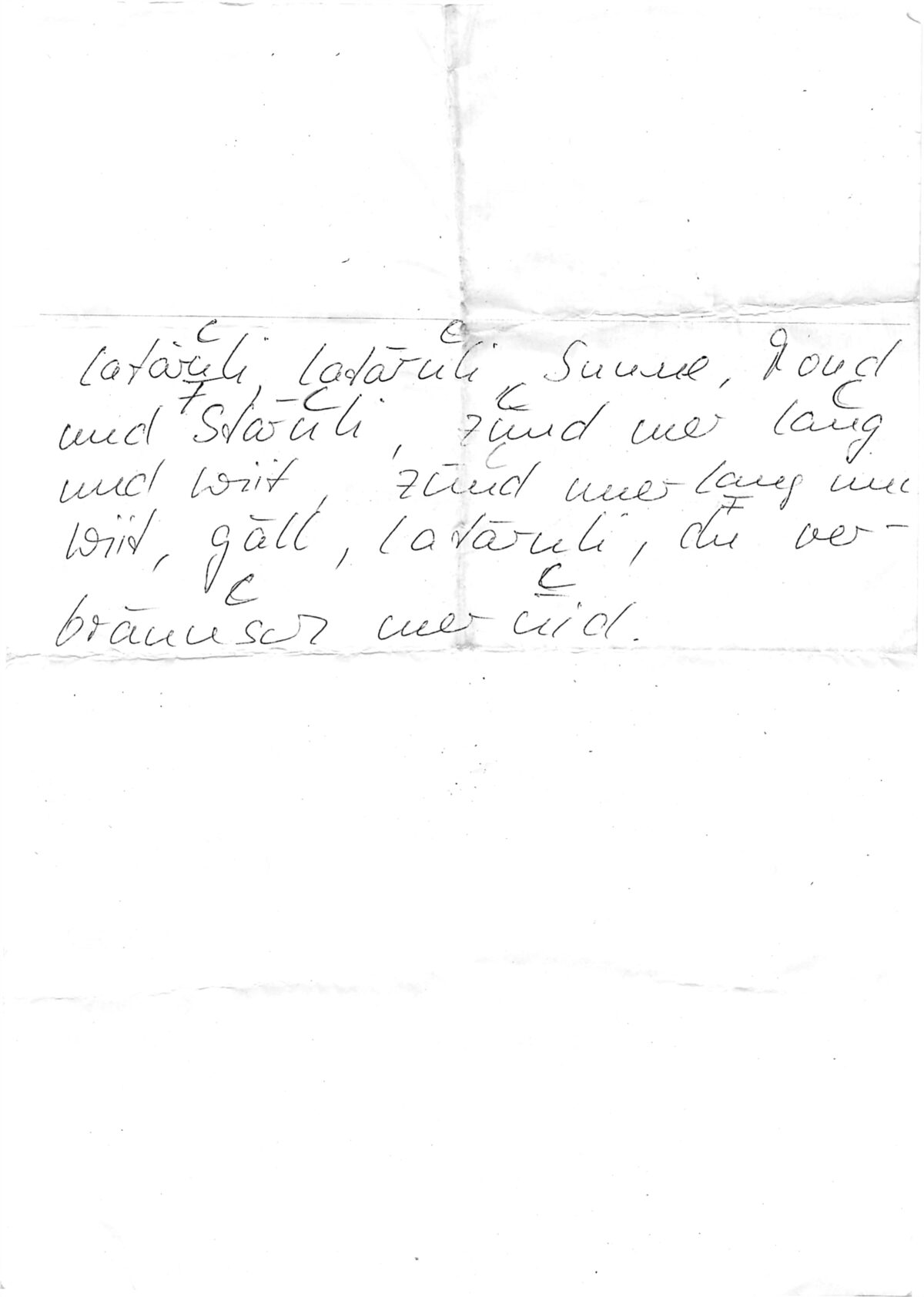 Notenblatt aus dem Liederheft