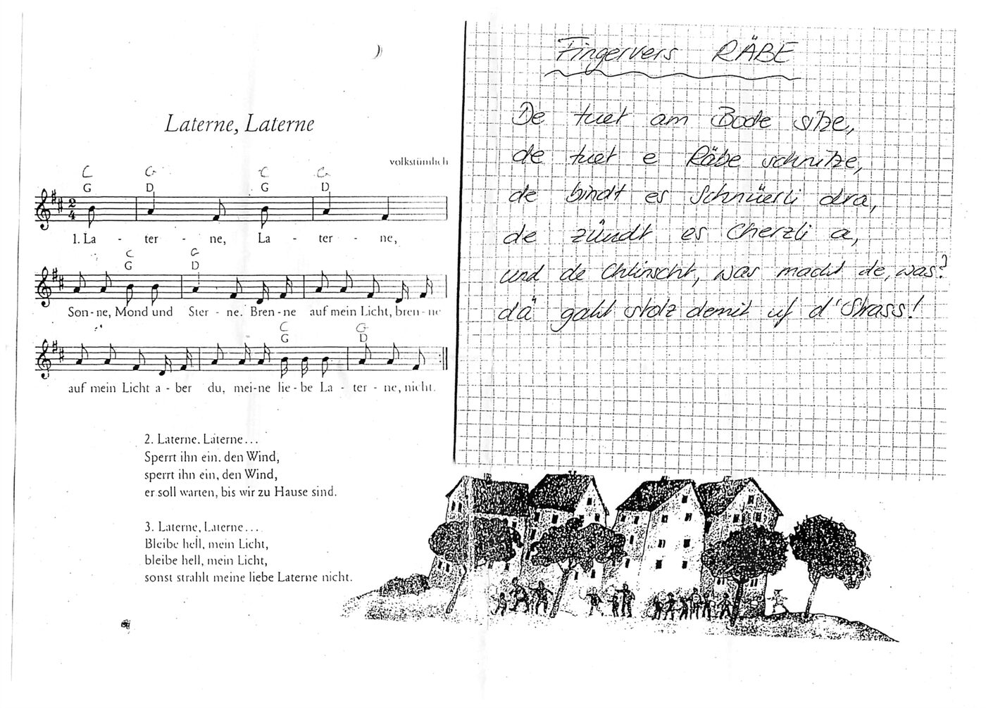 Notenblatt aus dem Liederheft