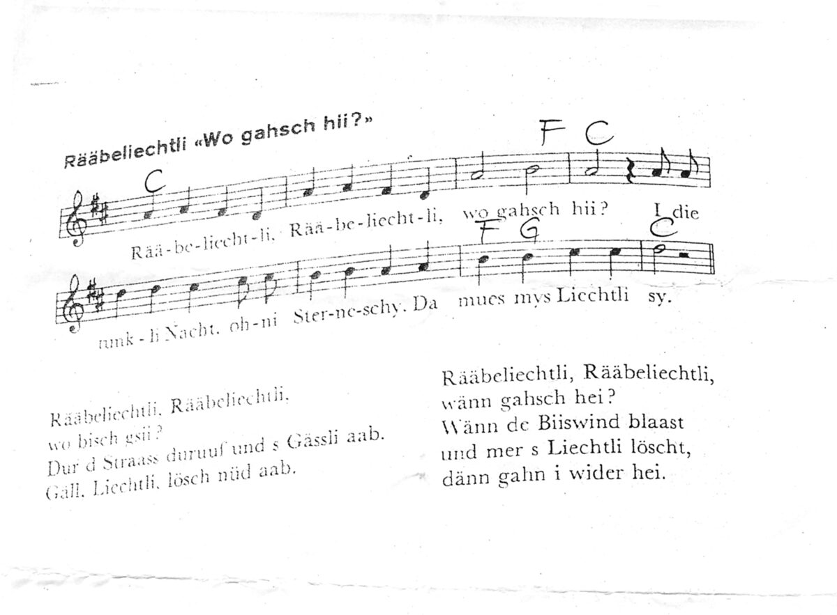 Notenblatt aus dem Liederheft