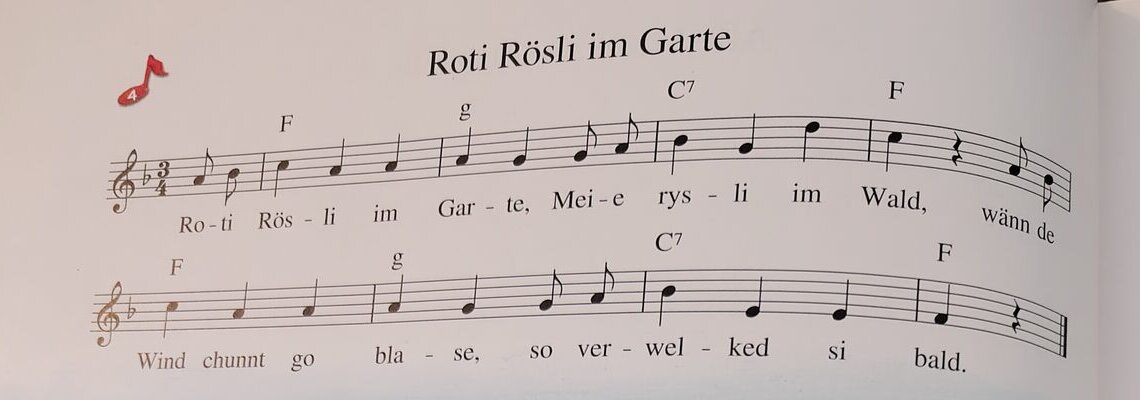 Notenblatt aus dem Liederheft