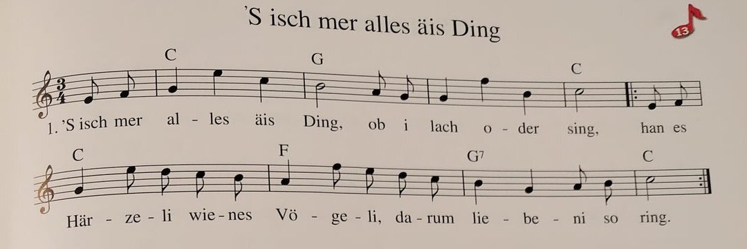 Notenblatt aus dem Liederheft