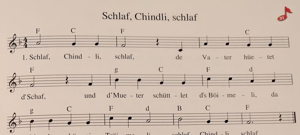 Notenblatt aus dem Liederheft