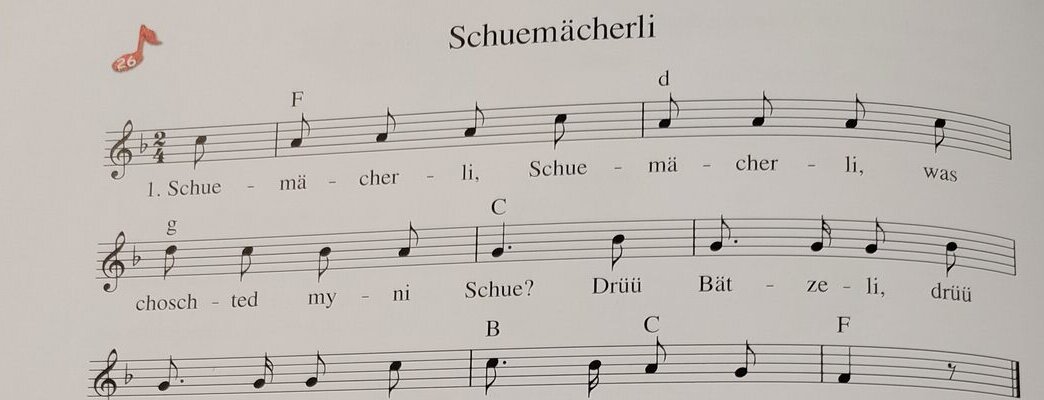 Notenblatt aus dem Liederheft
