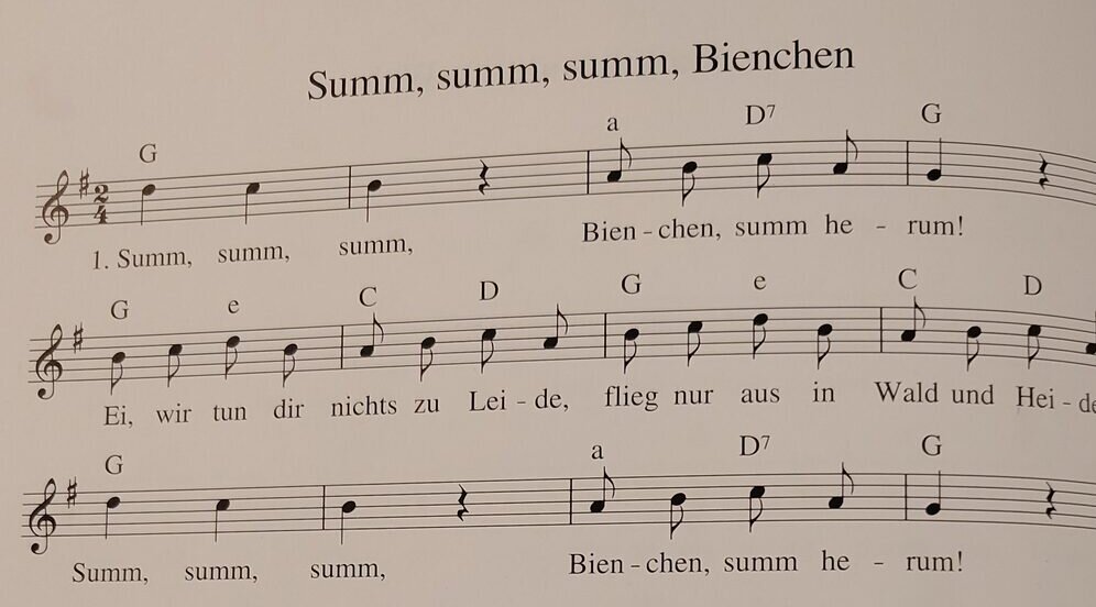 Notenblatt aus dem Liederheft