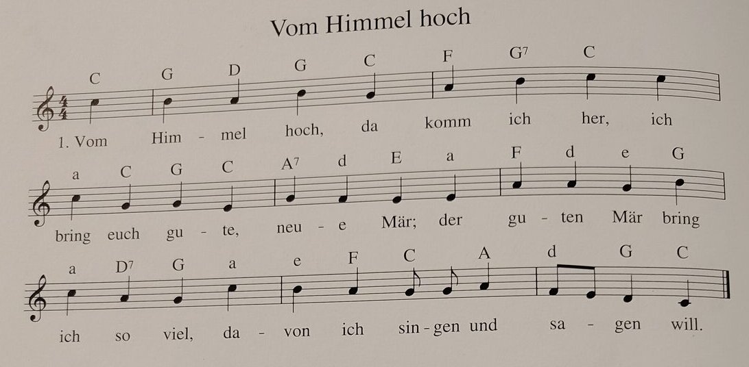 Notenblatt aus dem Liederheft