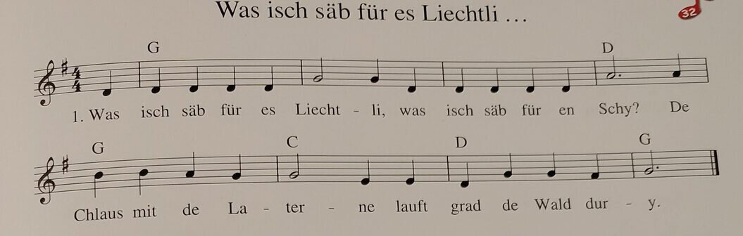 Notenblatt aus dem Liederheft