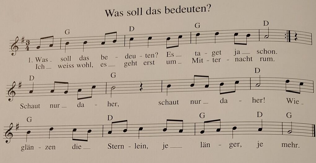 Notenblatt aus dem Liederheft