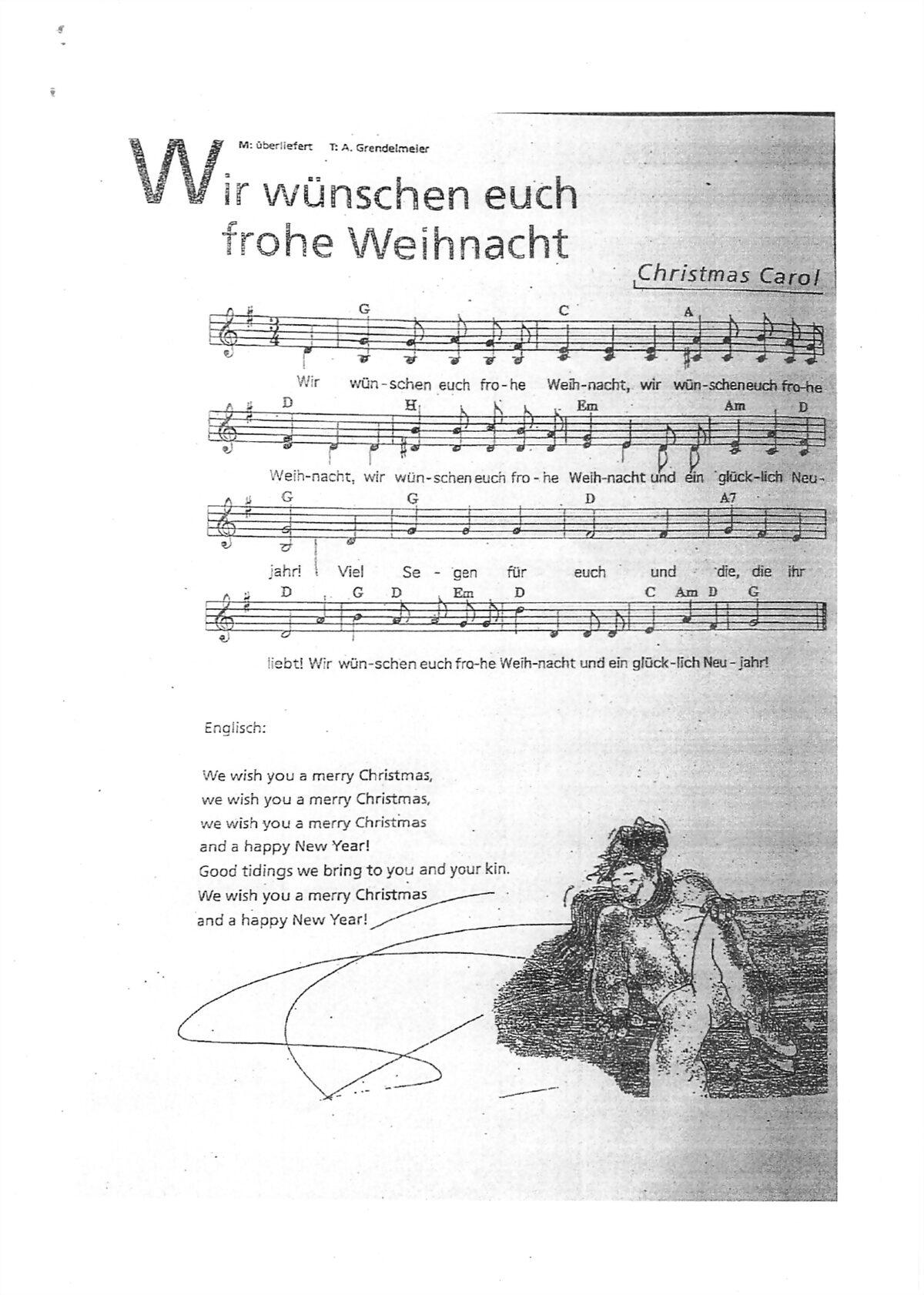 Notenblatt aus dem Adventsliederheft 2024